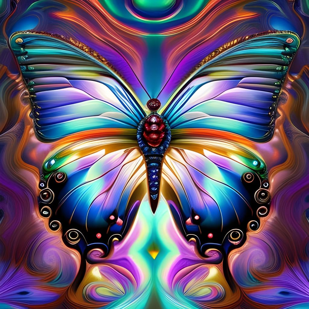 Crystalline Ice Butterfly in Japanese Art Style