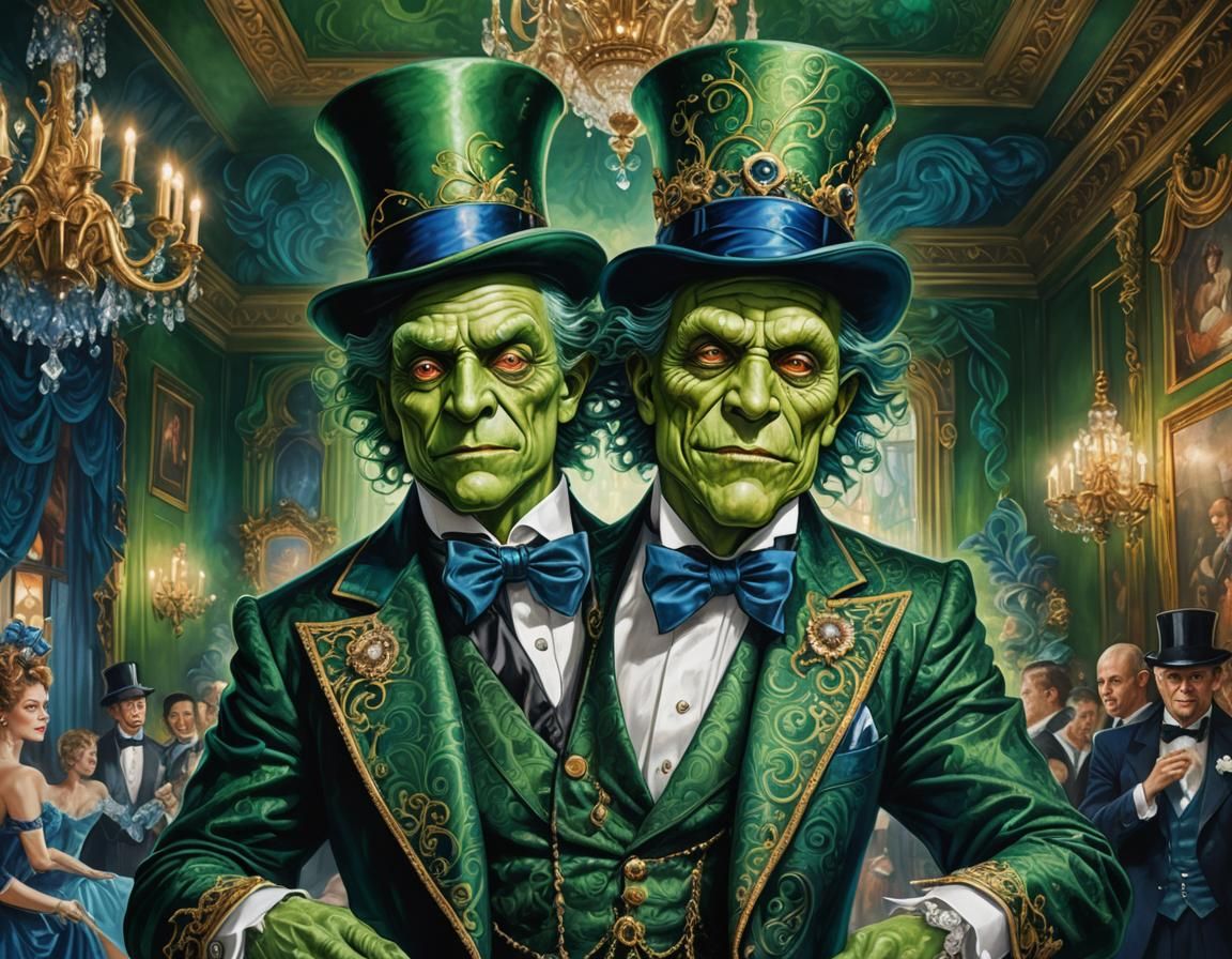 Hyperrealistic Portrait of a Monster at a Masquerade