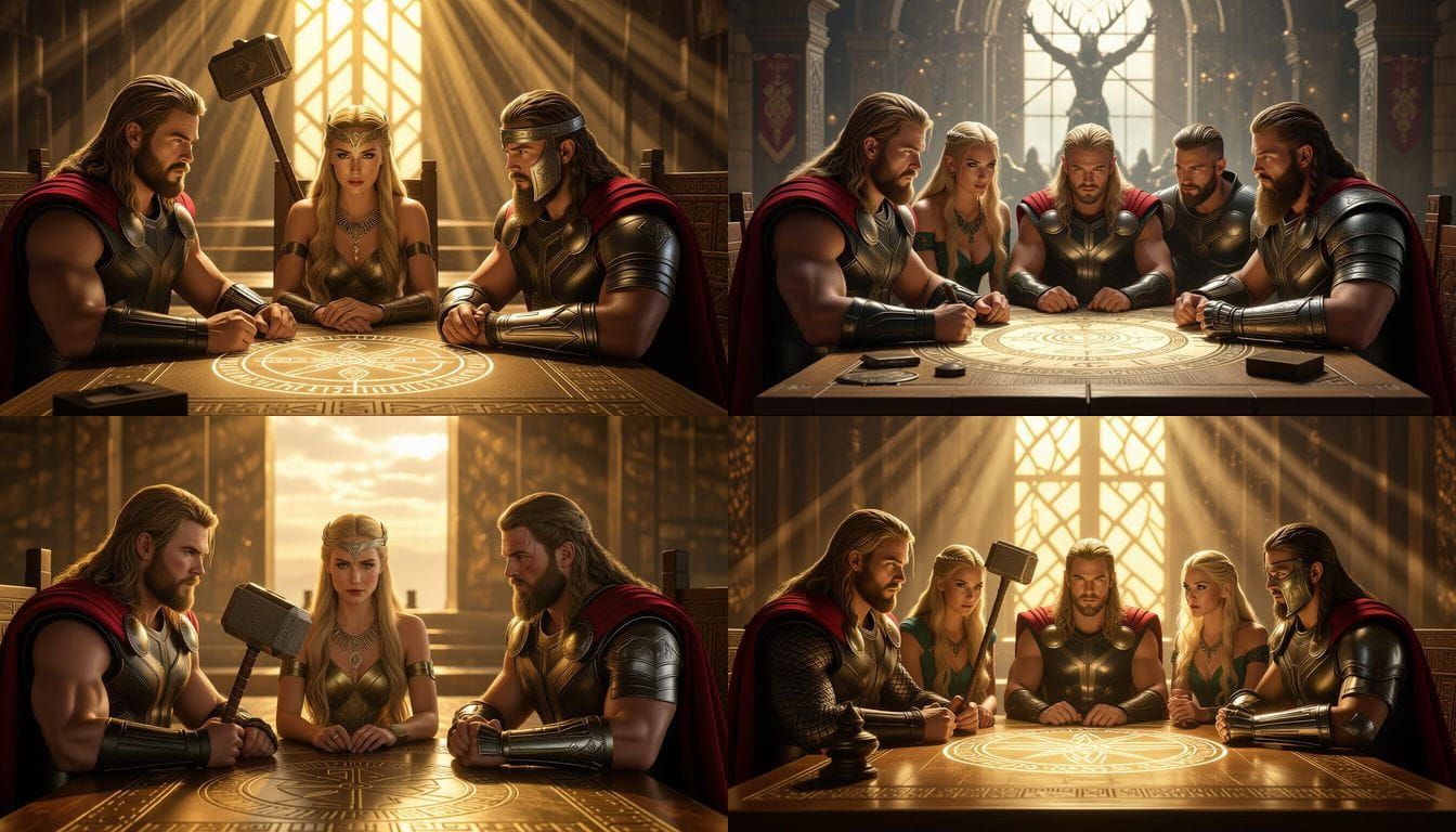 Asgard's Gods Convene Around Runestone Table