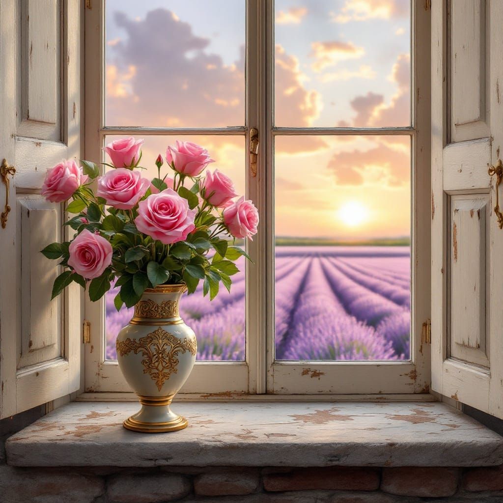 Ethereal Pink Roses in Sunset Glow