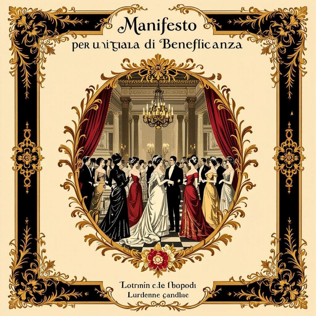 Victorian Gala Poster with Elaborate Floral Design