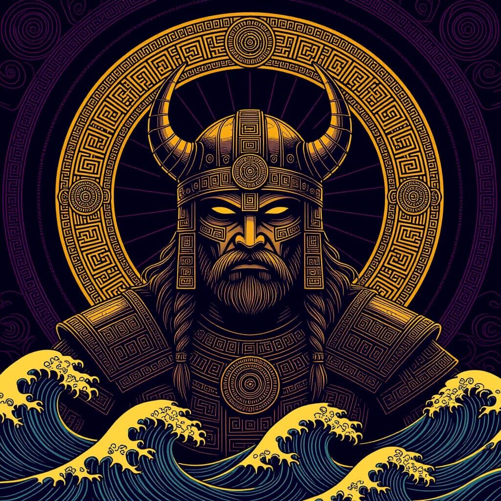 Mesoamerican Viking Wallpaper in Dark Fantasy Style