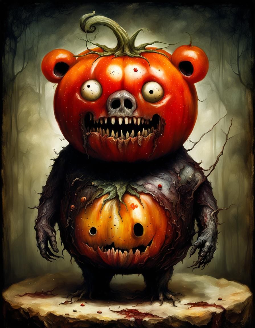 Tomato Bear Vampire Cannibal: Hyperrealistic Digital Portrai...
