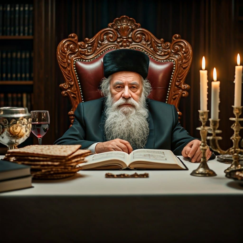 Rabbi in Luxurious Seder Setting