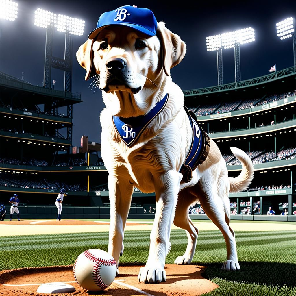 Labrador Dog Batting for Brooklyn Dodgers: CGI Render