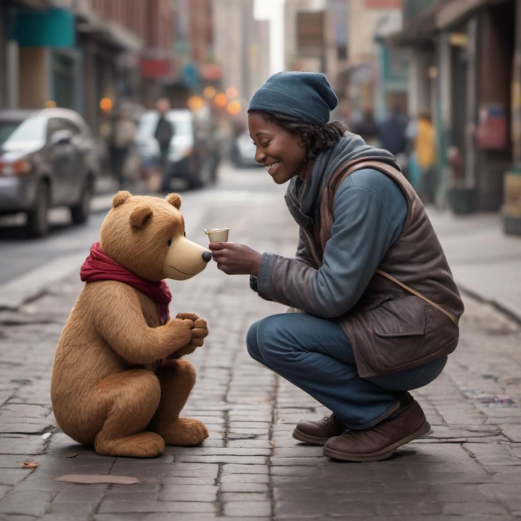 Heartwarming Kindness Between Human and Animal in City