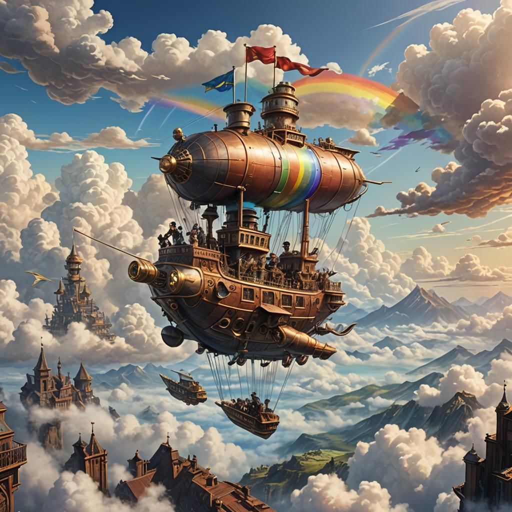 Steampunk Flying Ship Adventure Above the Clouds
