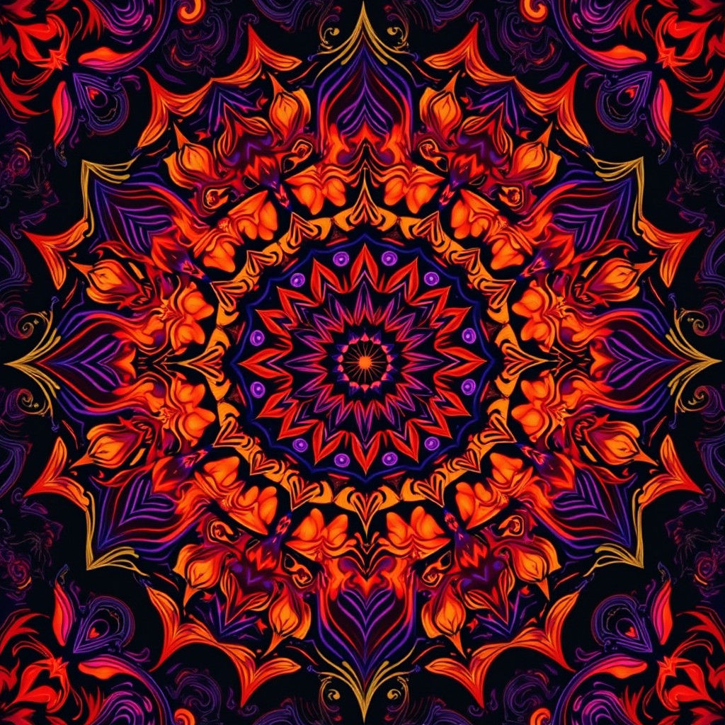 Vibrant Mystical Mandala in Surrealist Style