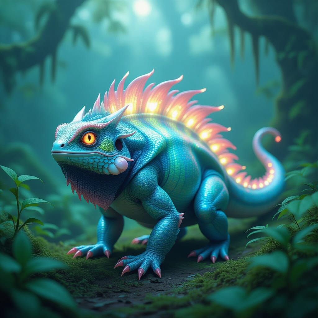 Iridescent Creature in Surreal Ethereal Landscape