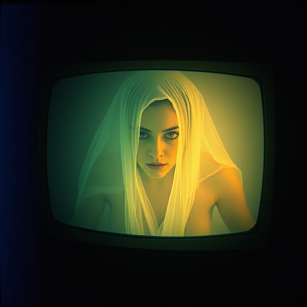 Eerie Woman Emerges from TV Screen