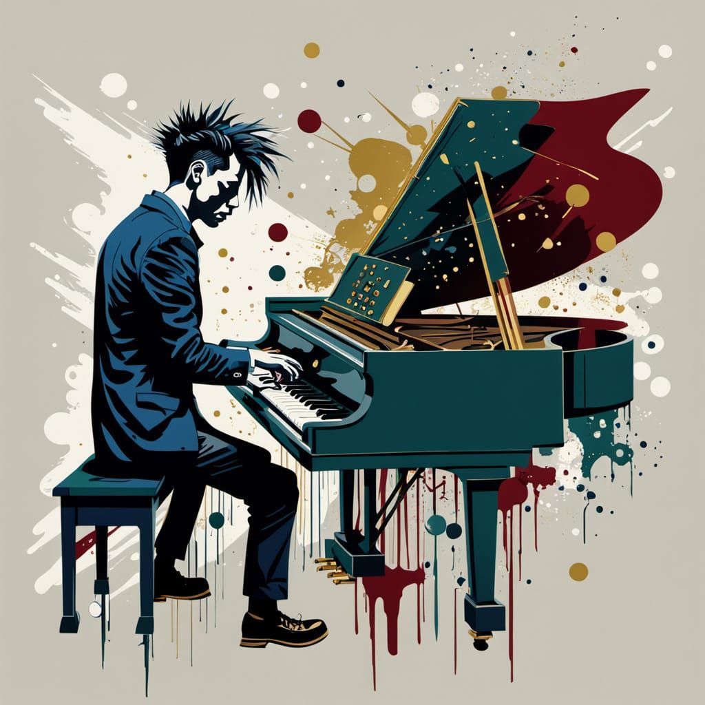 A punk with a piano