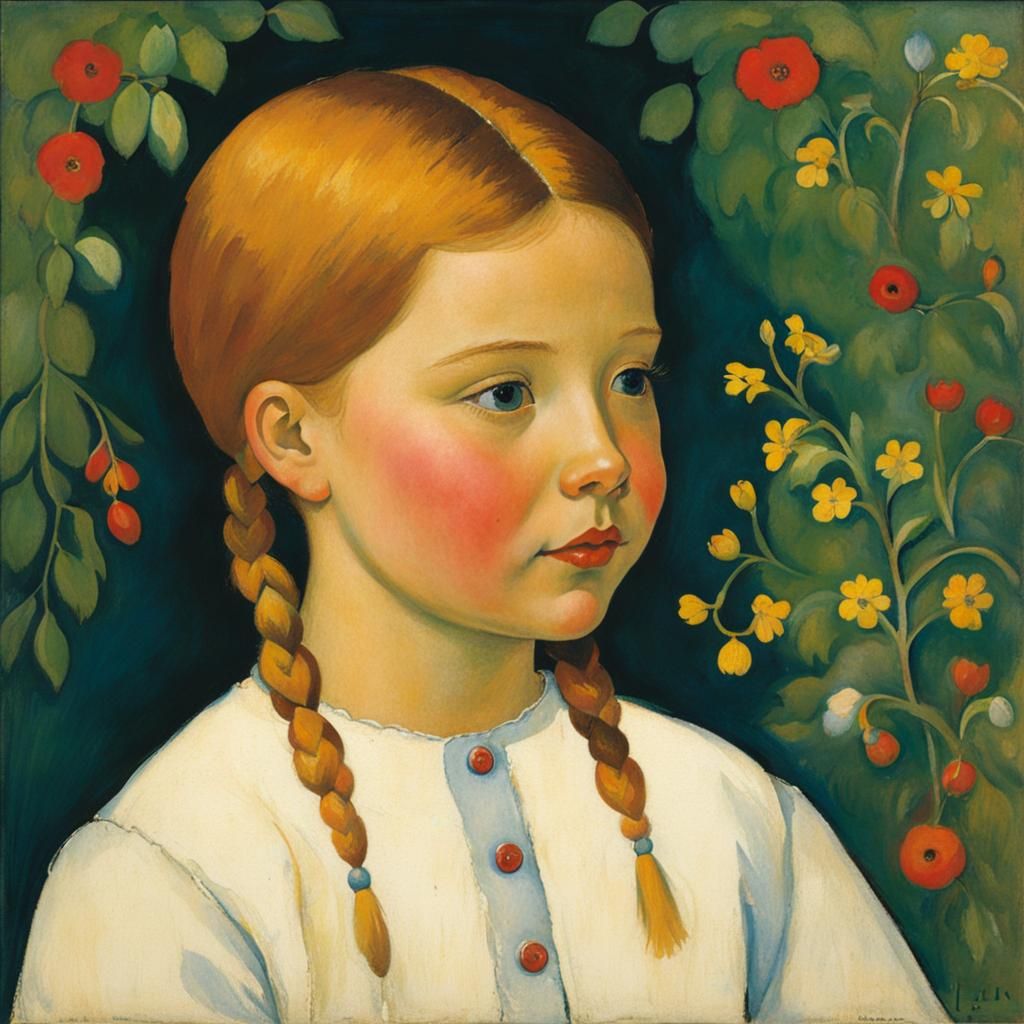 Girl in Early 20th Century Painting Style
