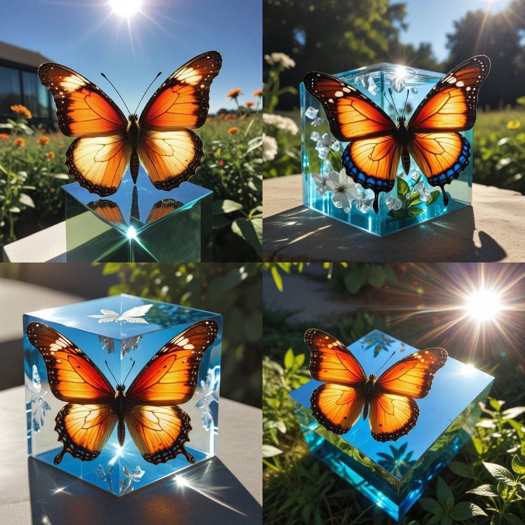 A Vibrant Butterfly in a Cubic Prism of Sunshine