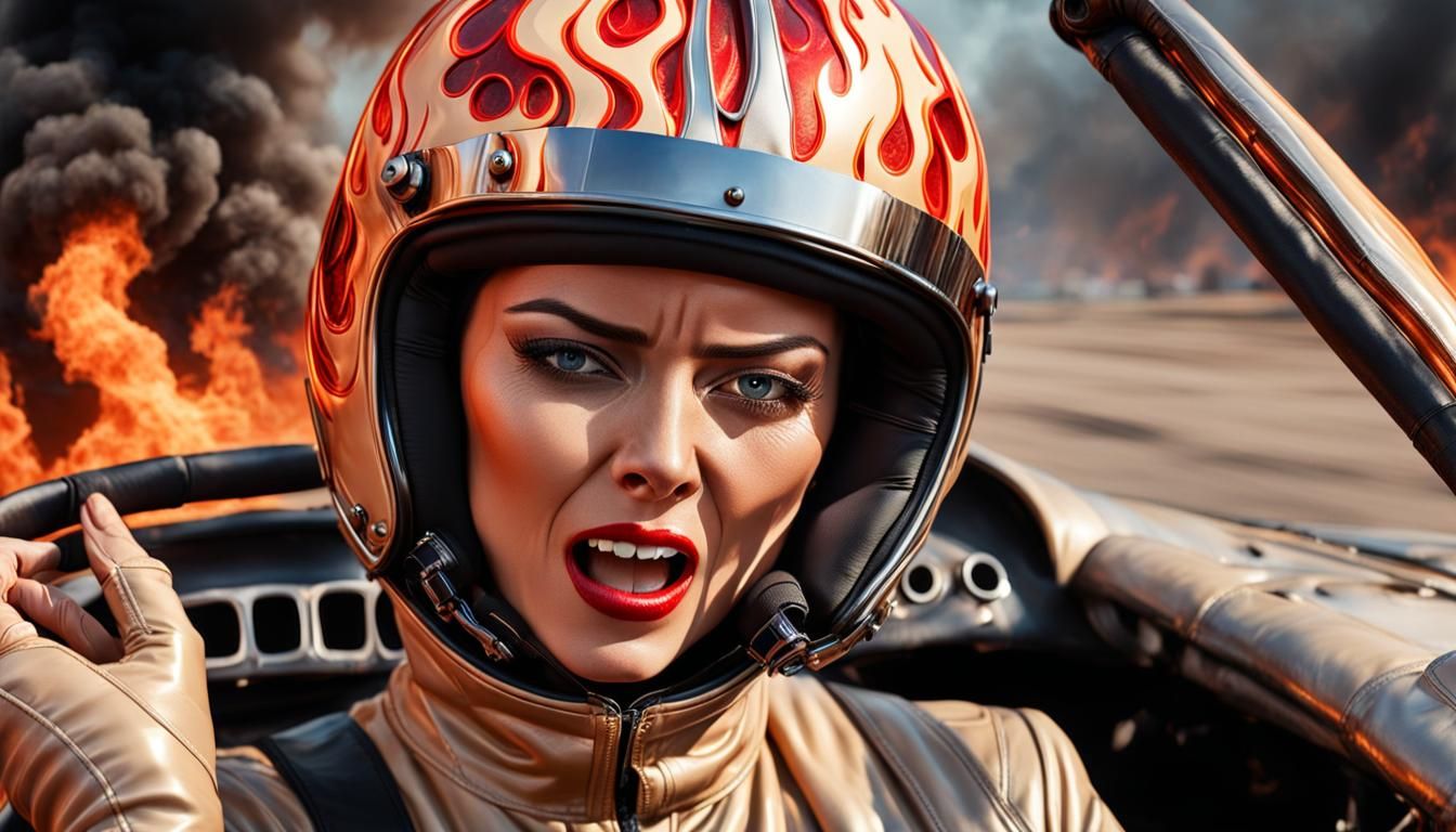 Burning Fear: Woman in Burning Race Car