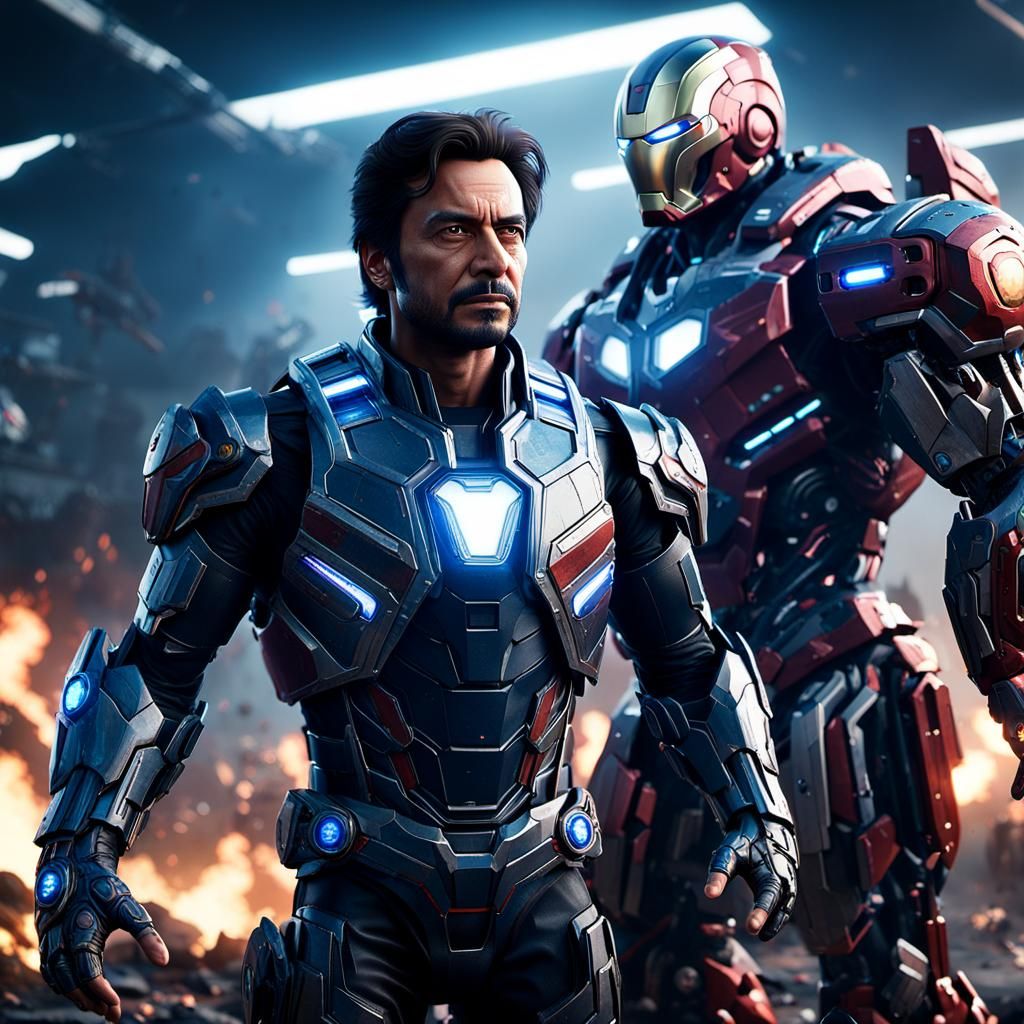 Prime Minister in Avengers Battle: Sci-Fi Digital Art