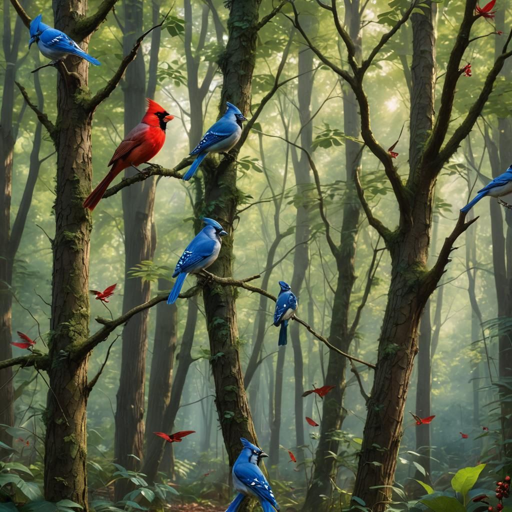 Cardinal in Ancient Forest Concept Art