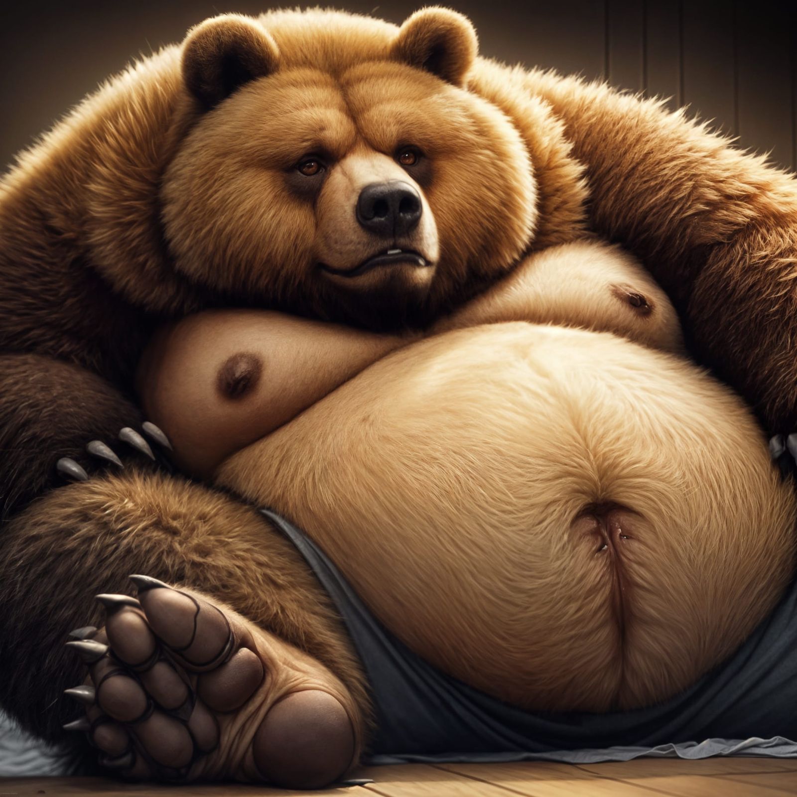 Majestic Anime-Style Kodiak Bear in Deep Relaxation