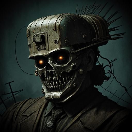 Haunted Teddy Bear in Electric Chair: Surreal Steampunk