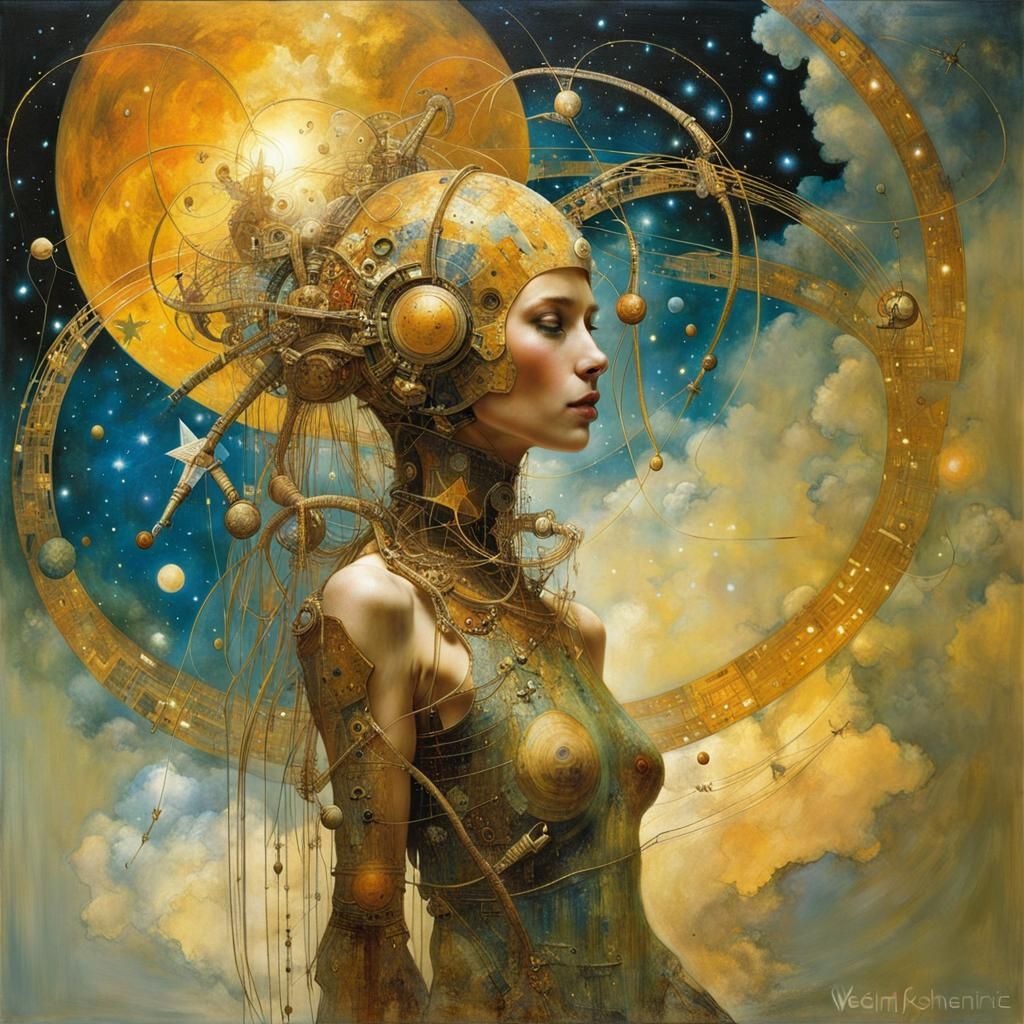 Cosmic Entity in a Shimmering Nebula