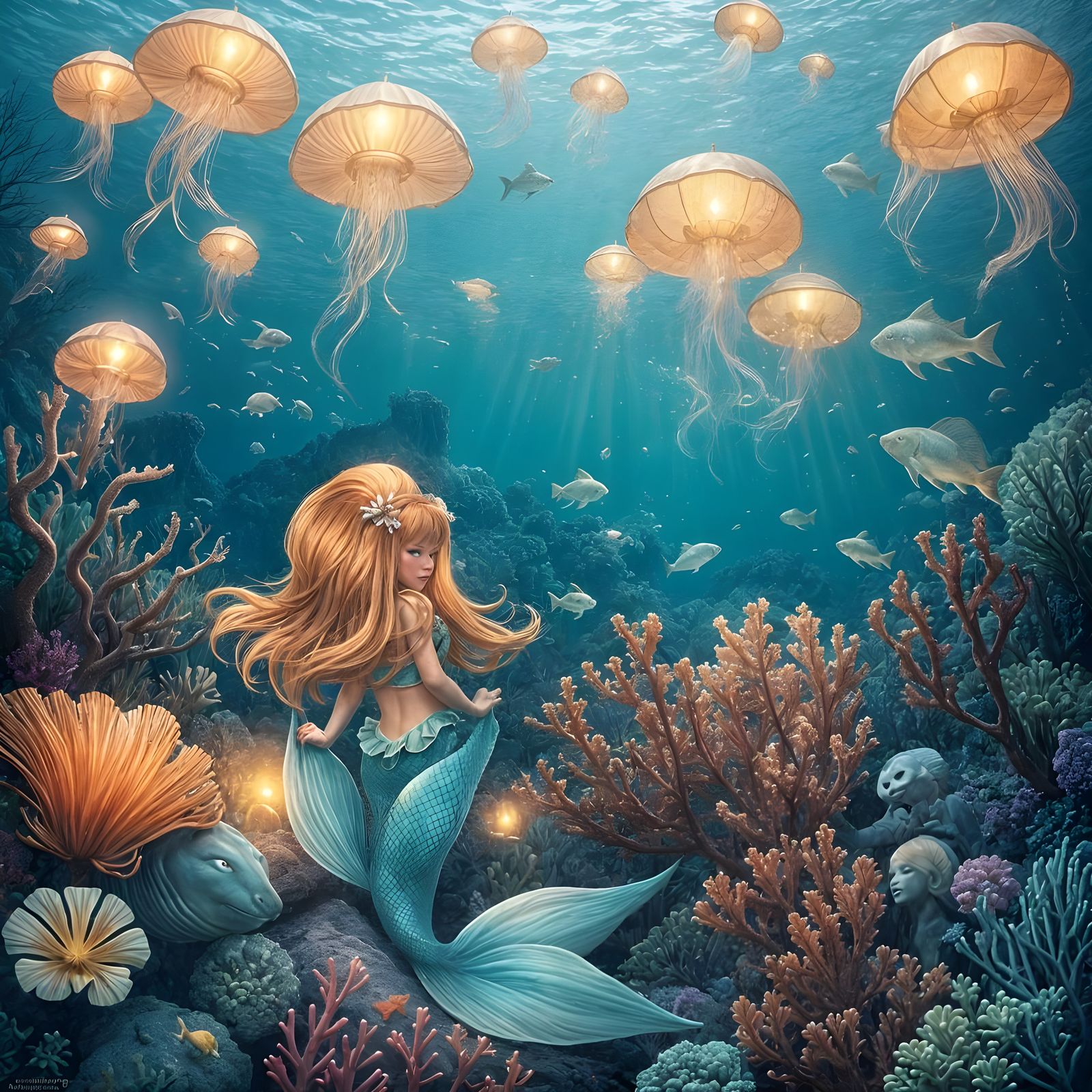 Enchanted Underwater Realm Unveiled in Whimsical Mermaid Sce...