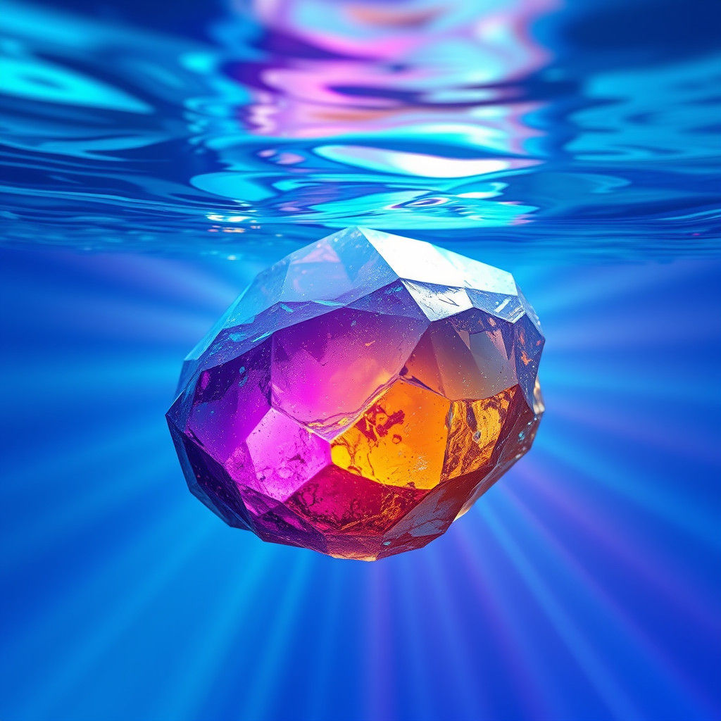 Luminescent Precious Stone Submerged in Water