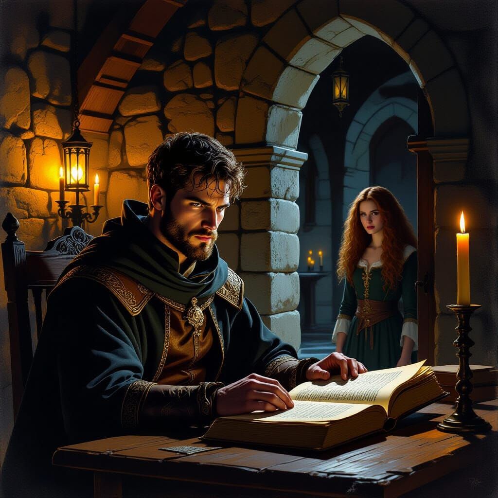Yearning in Candlelight: Medieval Chamber Scene