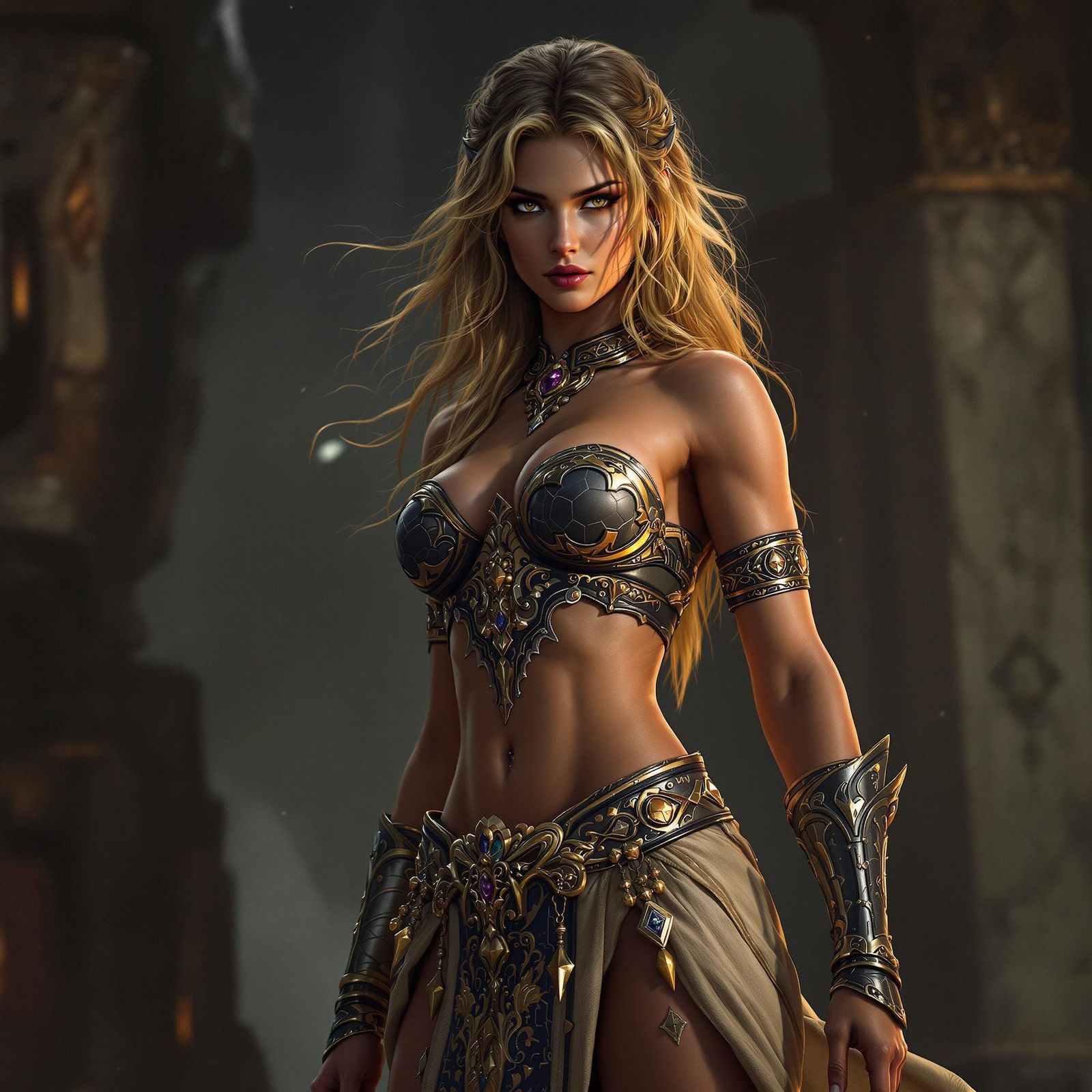 Surreal Barbarian Goddess in Art Nouveau Style
