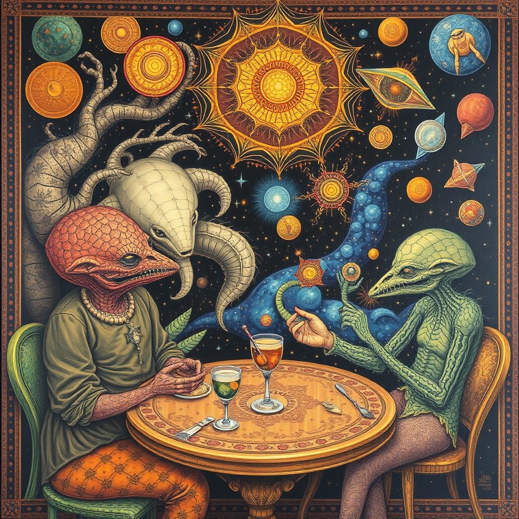 Psychedelic Utopia: Sacred Geometry and Bizarre Creatures