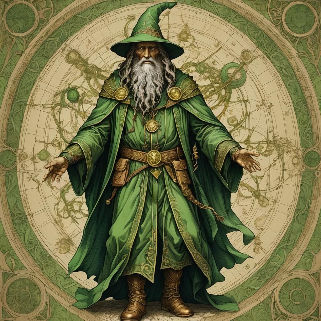Green Wizard Anatomy: Detailed Concept Art Illustration