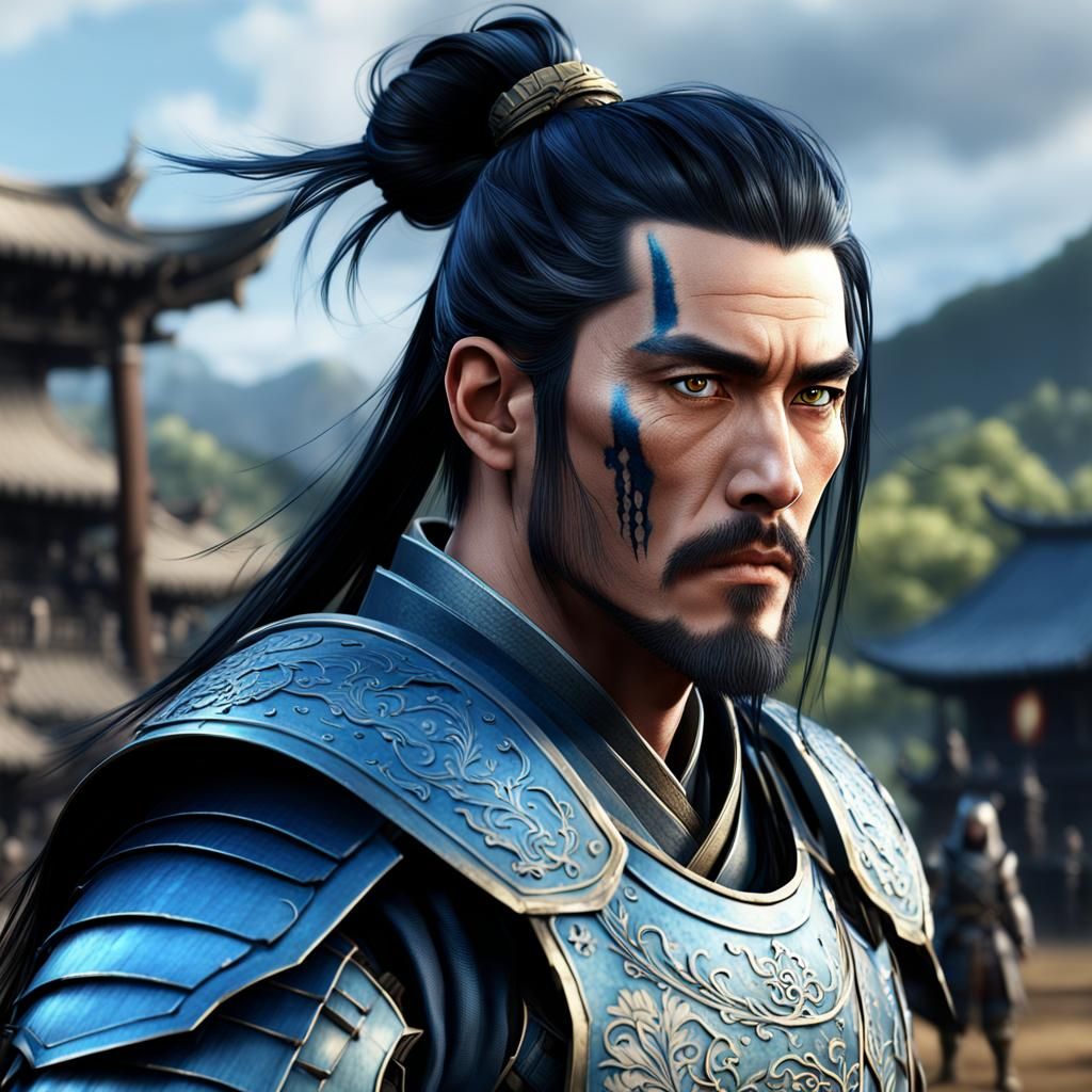 Japanese Warrior on Battlefield: Fantasy Concept Art