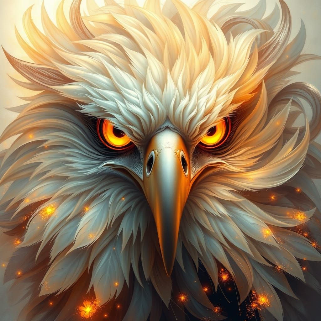 Surreal Golden Eagle in Vibrant, Ethereal Patterns