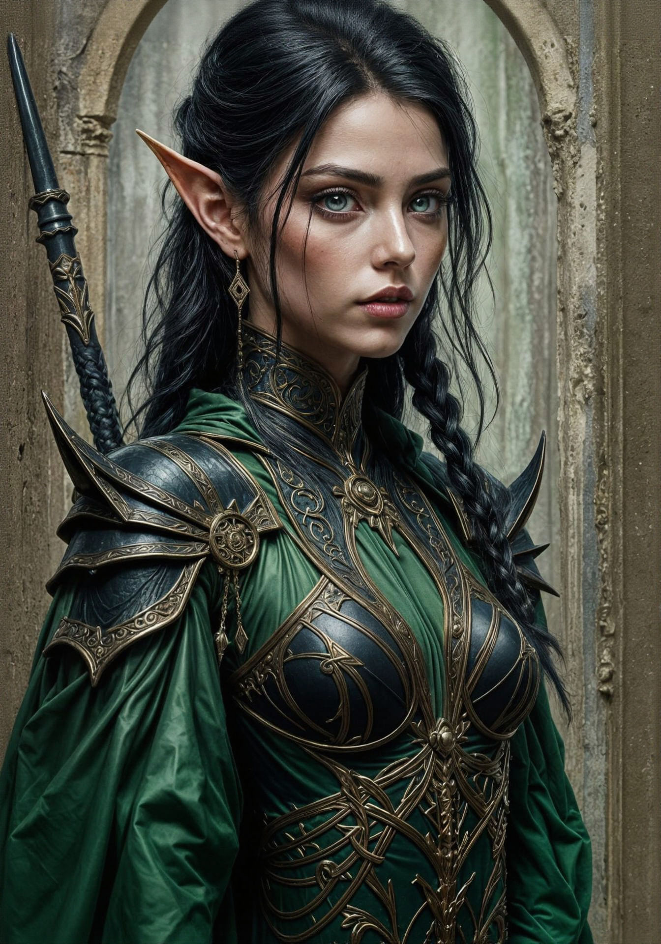 Elven Huntress in Detailed Leather Armor