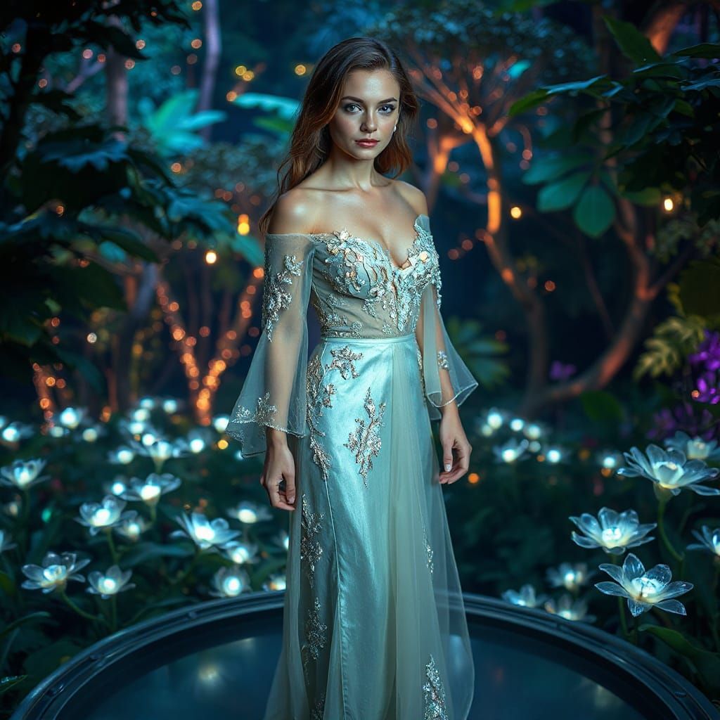 Bioluminescent Queen in Hyperrealistic Style