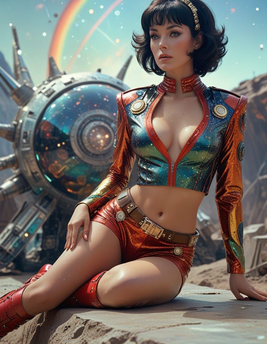 Breathtaking Retrofuturistic Space Cadet in Atompunk Eleganc...