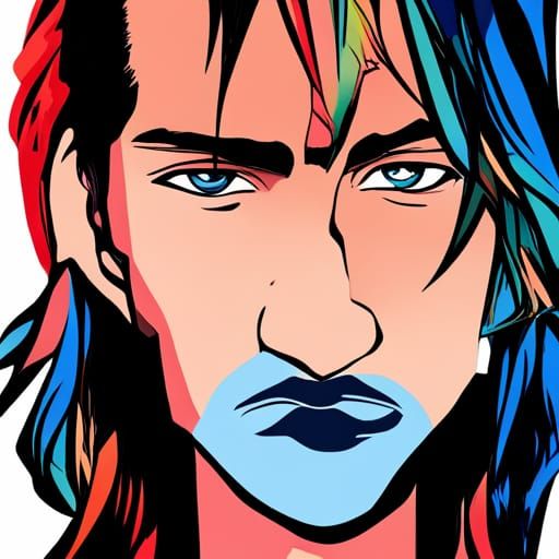 September Man's Face in Disco Pop Manga Style
