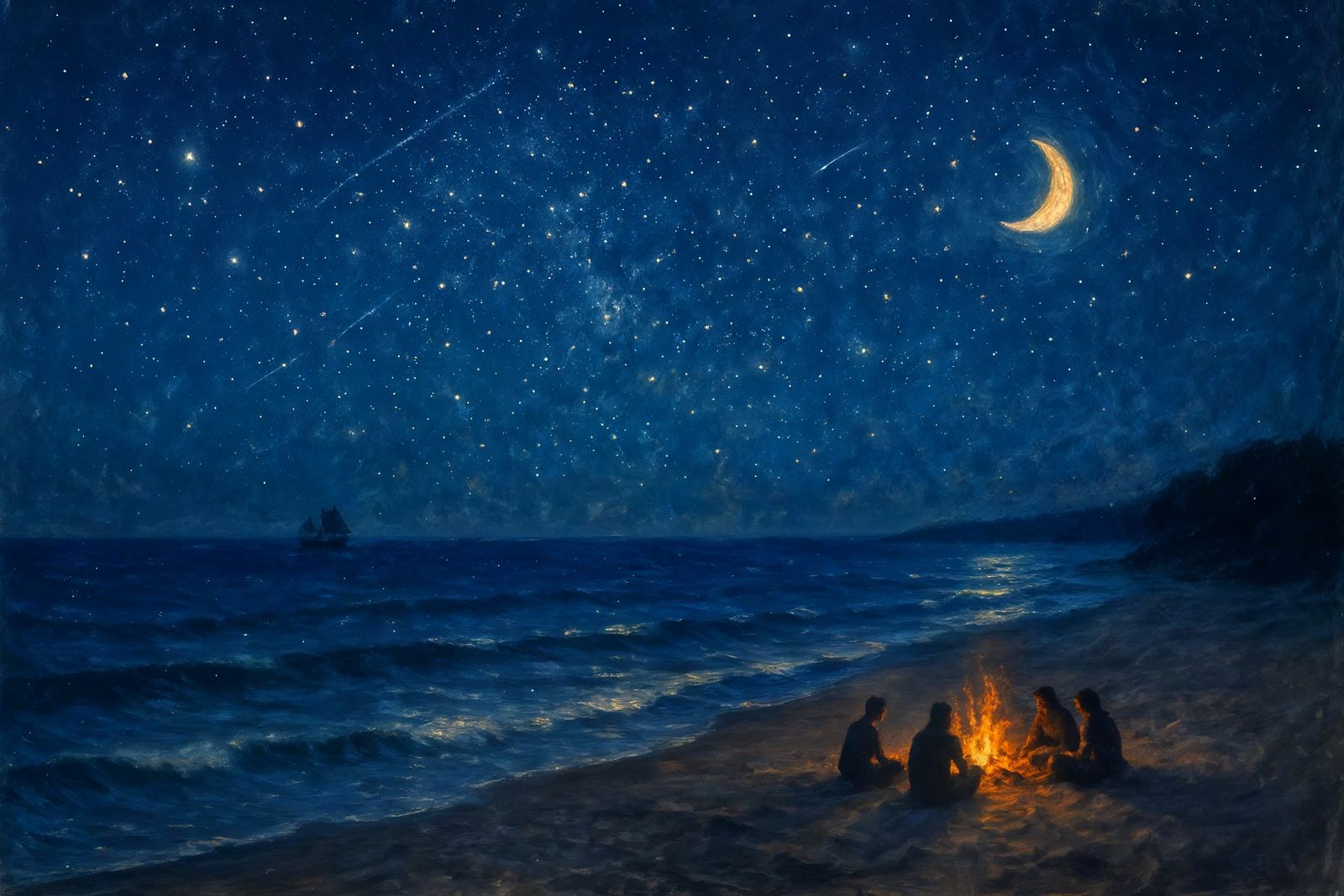 Dreamlike Starlit Summer Night by the Sea