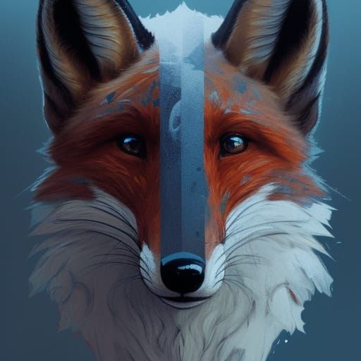 Detailed Fox Portrait in Art Nouveau Style