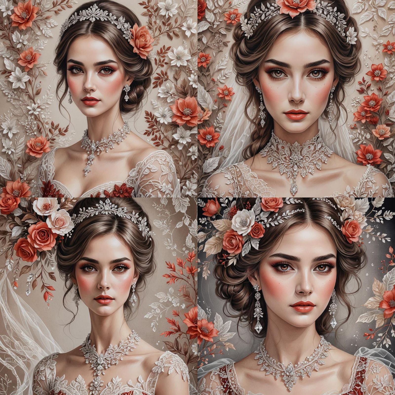 Elegant Lady with Diamonds, Hyperrealistic Colored Pencil Dr...