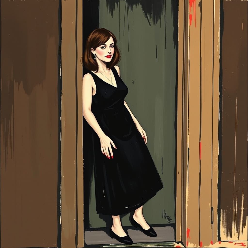 Drunk Woman Greeting Late Date in Moody Portrait