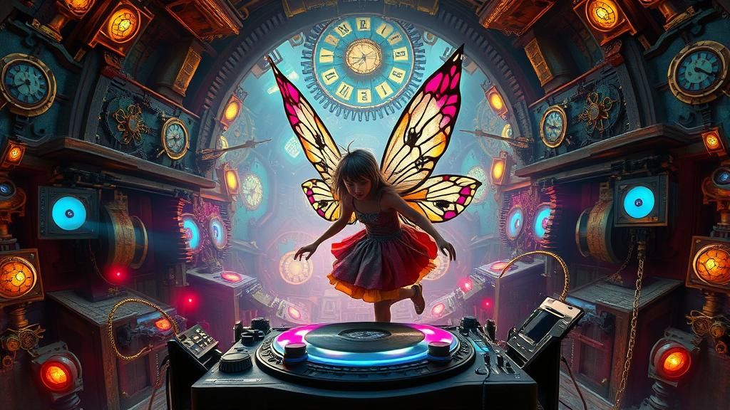 Fractured Asylum Rave: Punk Fairy in Escher-Inspired Art