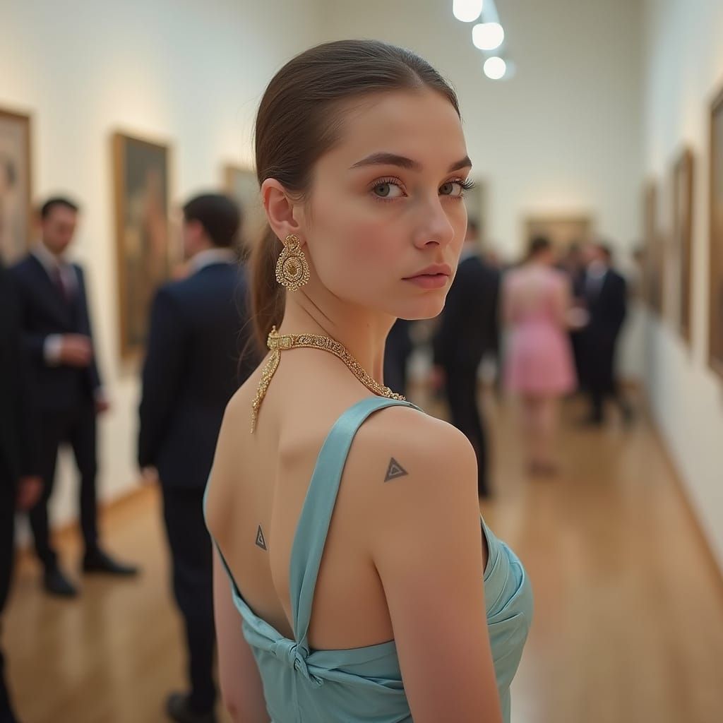 Ukrainian Transgender Woman in Art Gallery, Leibovitz Style