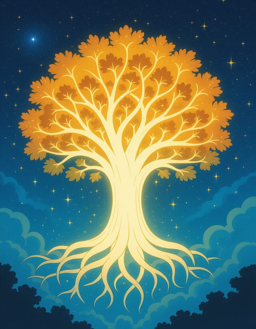 Cosmic Tree Gateway in Anime Art Style