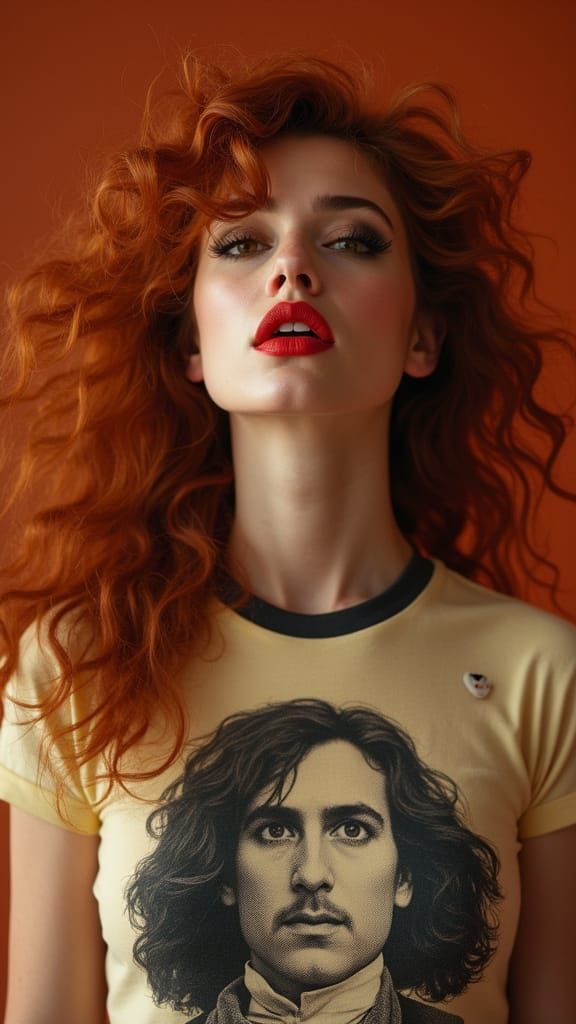 Retro Glam Portrait with Playful Charisma in 1970s Style