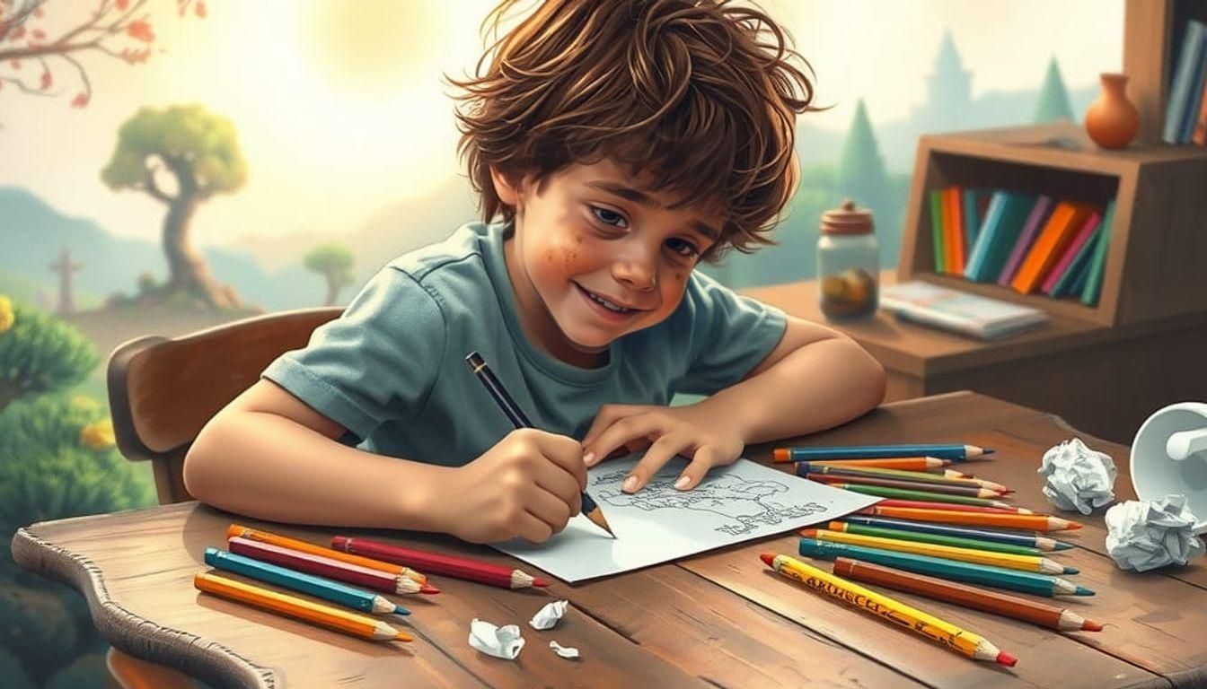 Boy Lost in a Mystical Drawing