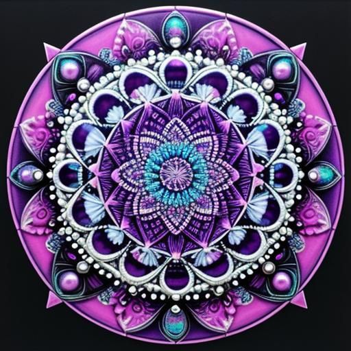 Colorful Mandala with Jewels and 3D Shading