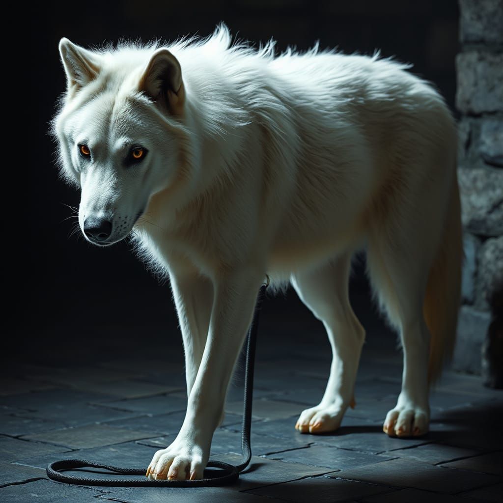 Regal Silver Wolf Emerges from Transformation