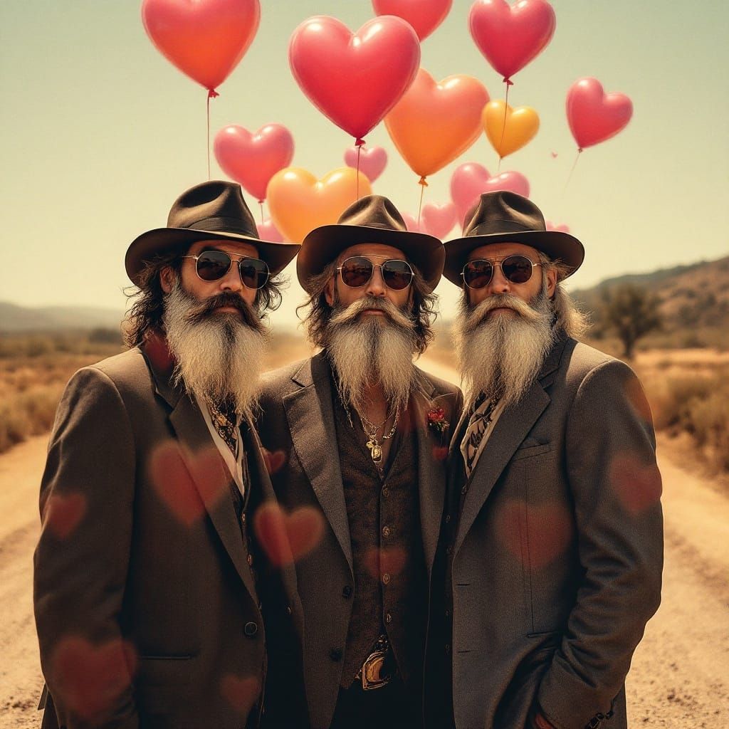 Surrealist Gentlemen Embracing Vibrant Love