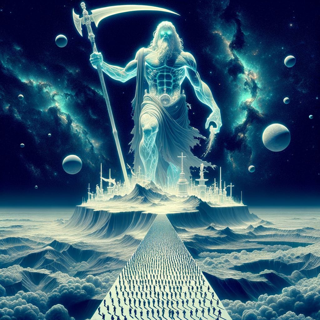 Titanic Figure of Kronos Reigns Over Celestial Landscape