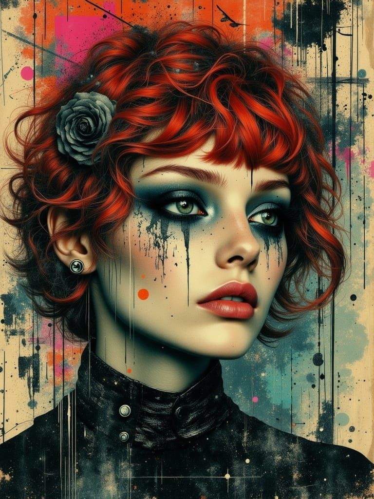 Gothic Abstract Portrait of a Melancholic Woman