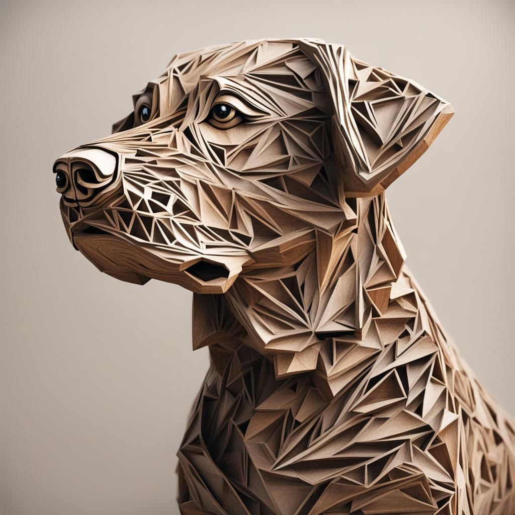Dog Artistically Rendered from Organic Materials